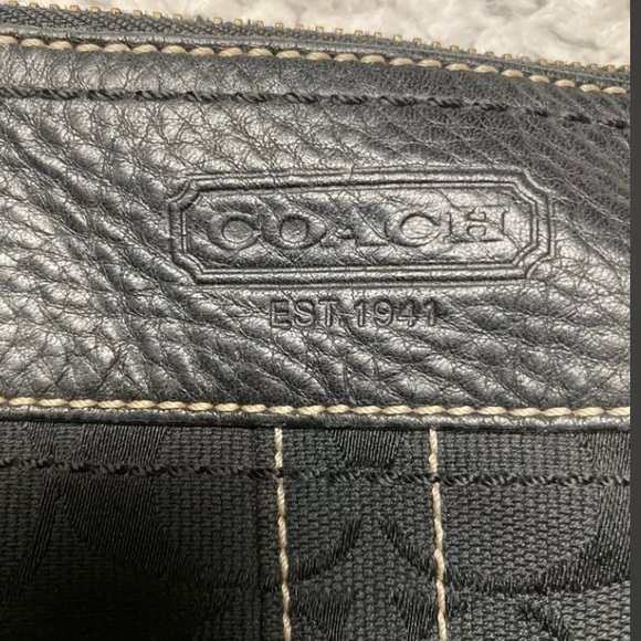 Coach Signature Black Leather & Canvas Handbag - Picture 2 of 6